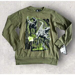 JURASSIC WORLD Women's Olive Crewneck Sweatshirt Size Large NEW NWT